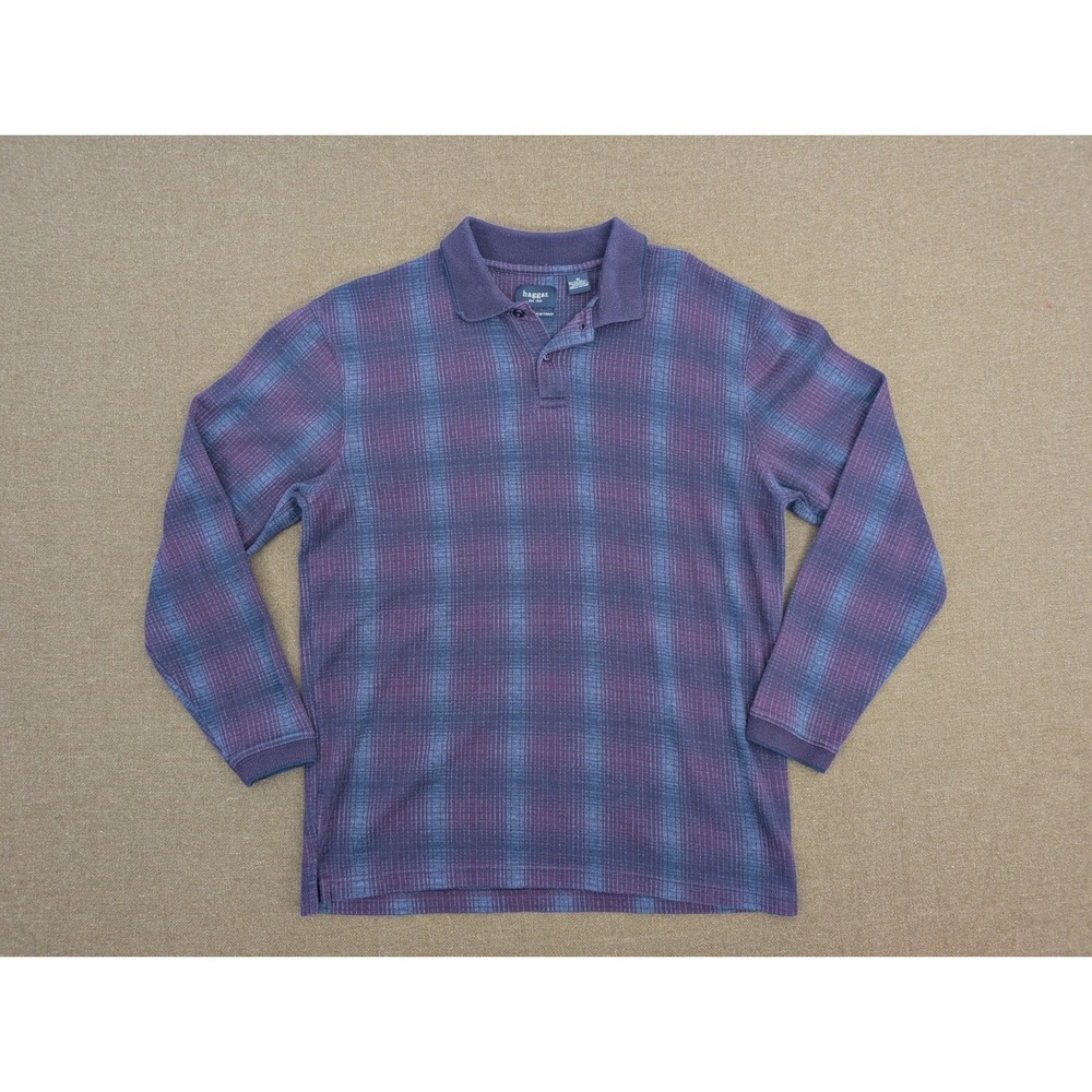 Haggar Shirt Men's Green Long Sleeve‎ Collared Polo Shirt Casual Top Size Medium